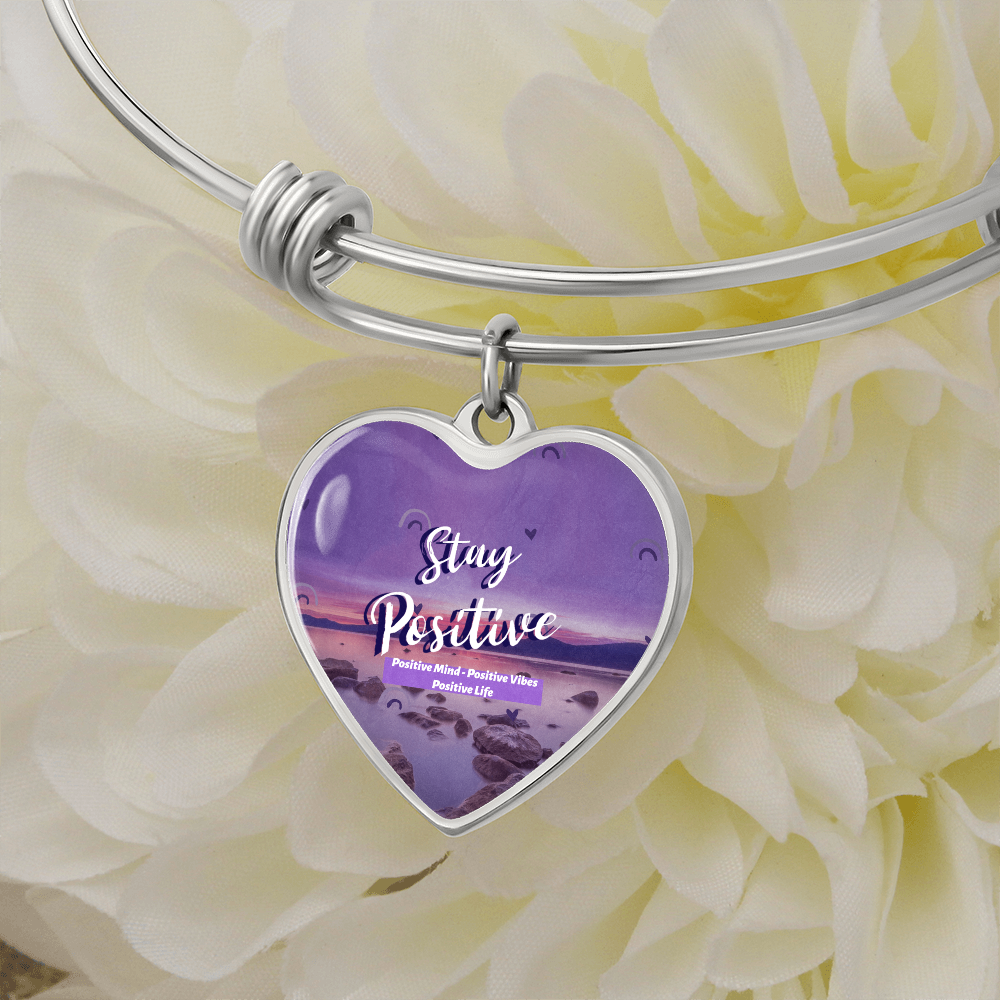 Stay Positive Luxury Heart Bangle