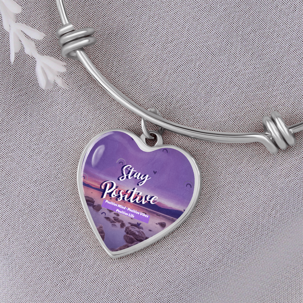 Stay Positive Luxury Heart Bangle