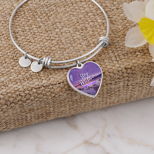 Stay Positive Luxury Heart Bangle