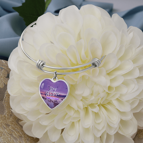 Stay Positive Luxury Heart Bangle