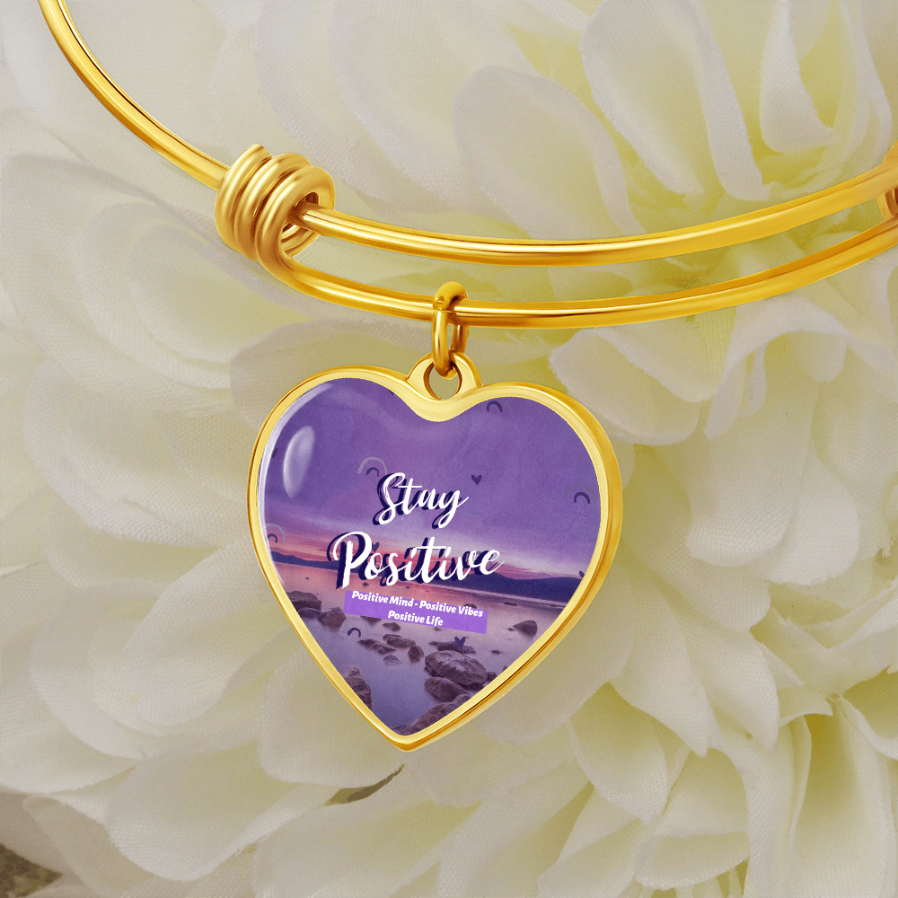 Stay Positive Luxury Heart Bangle