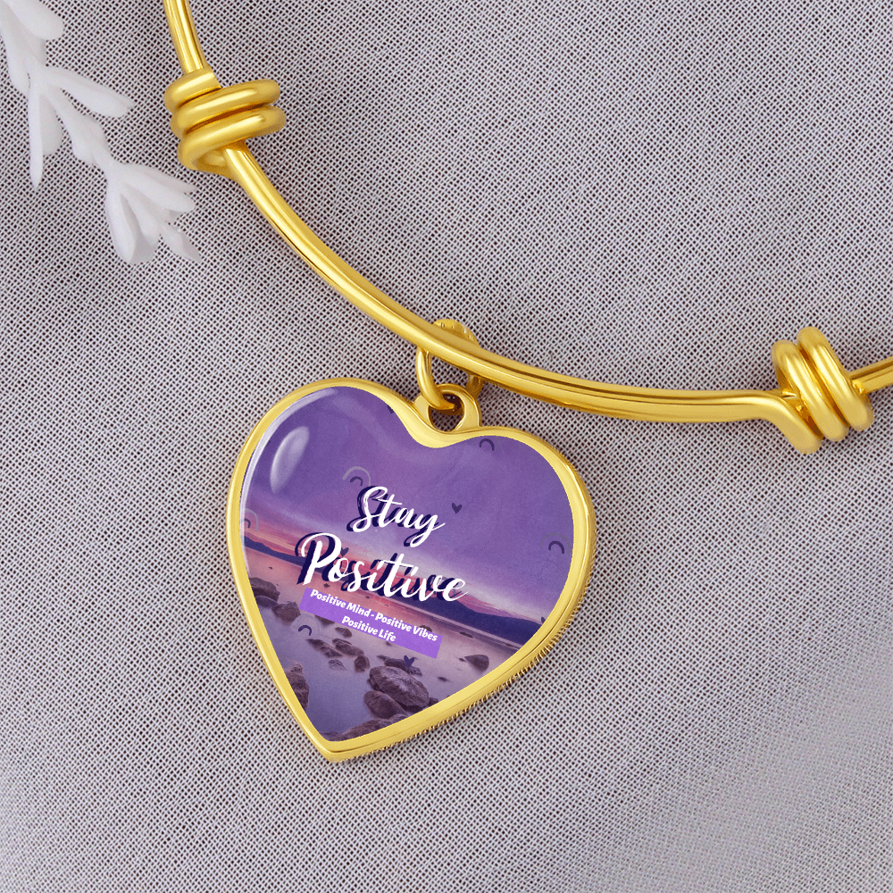 Stay Positive Luxury Heart Bangle