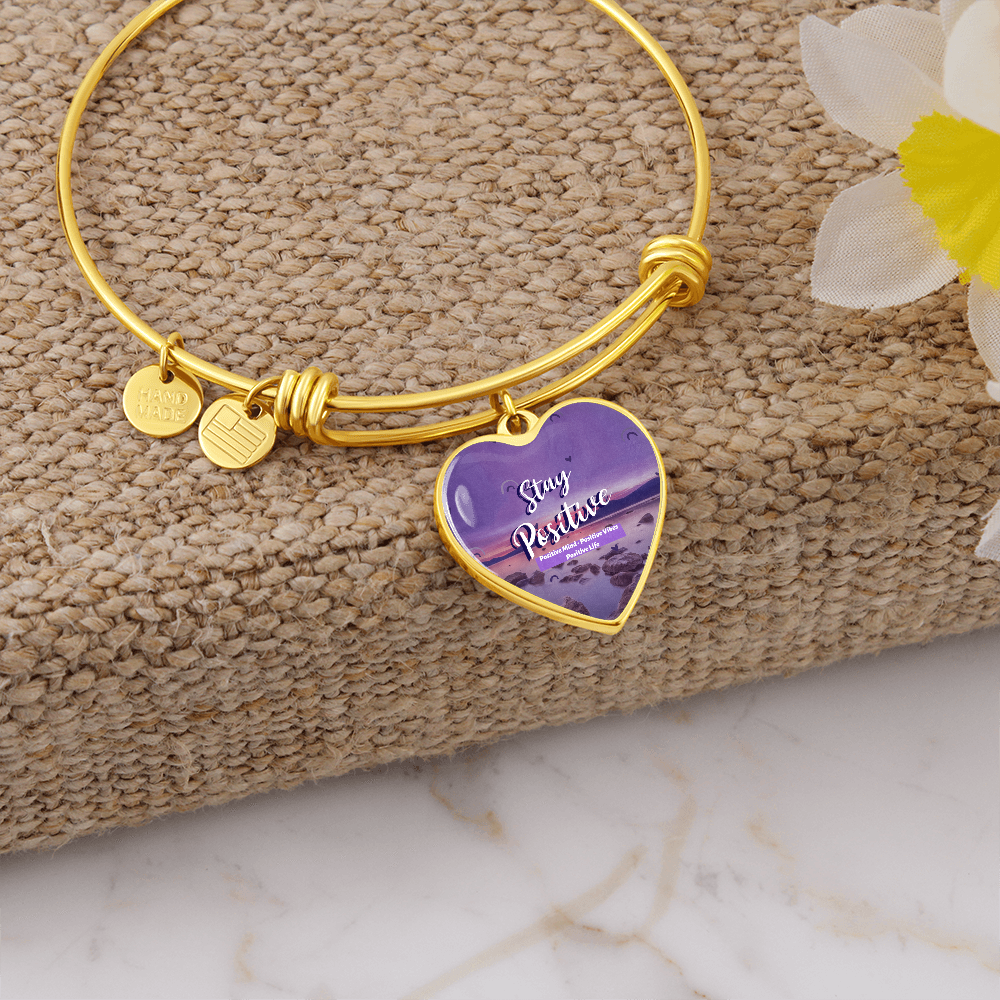 Stay Positive Luxury Heart Bangle