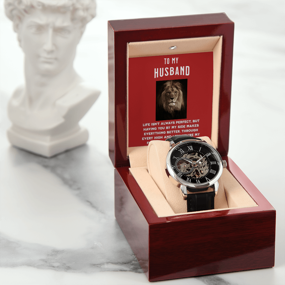 To My Husband – Timeless Love Men's Openwork Watch
