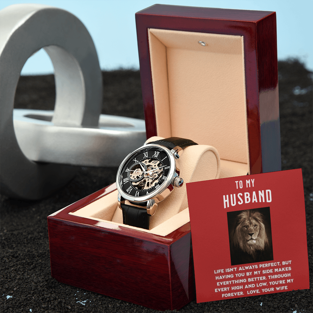To My Husband – Timeless Love Men's Openwork Watch