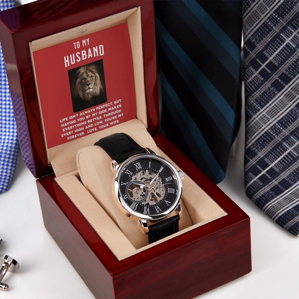 To My Husband – Timeless Love Men's Openwork Watch