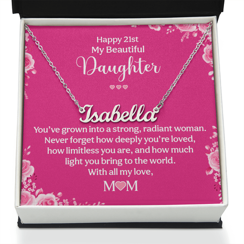 Happy 21st Birthday Personalized Name Necklace