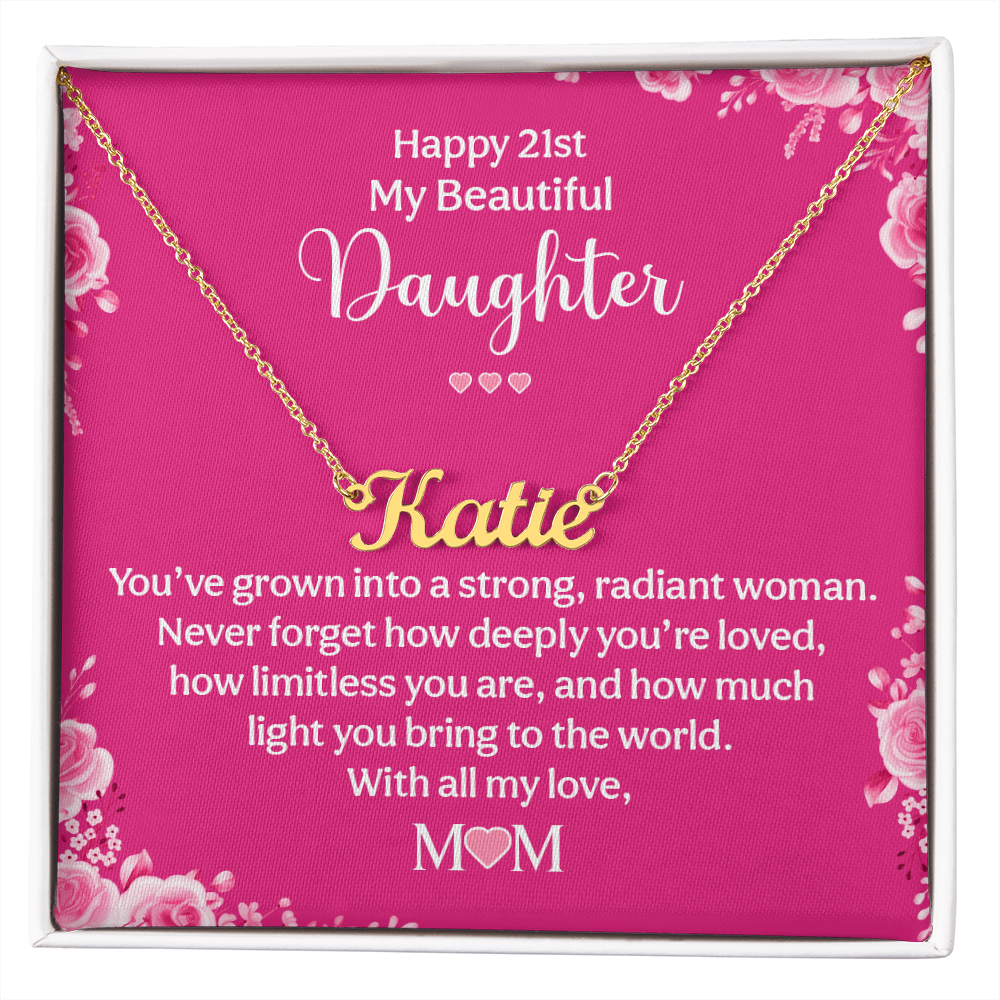 Happy 21st Birthday Personalized Name Necklace