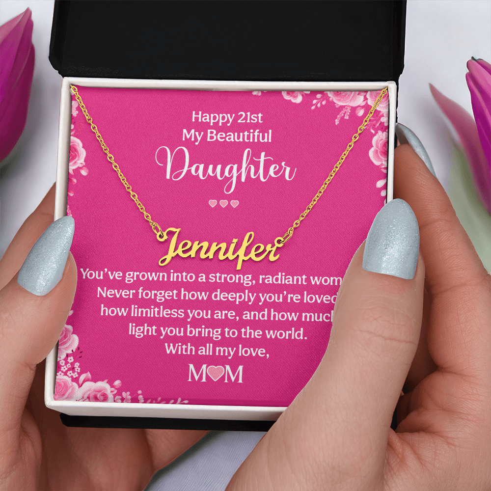Happy 21st Birthday Personalized Name Necklace