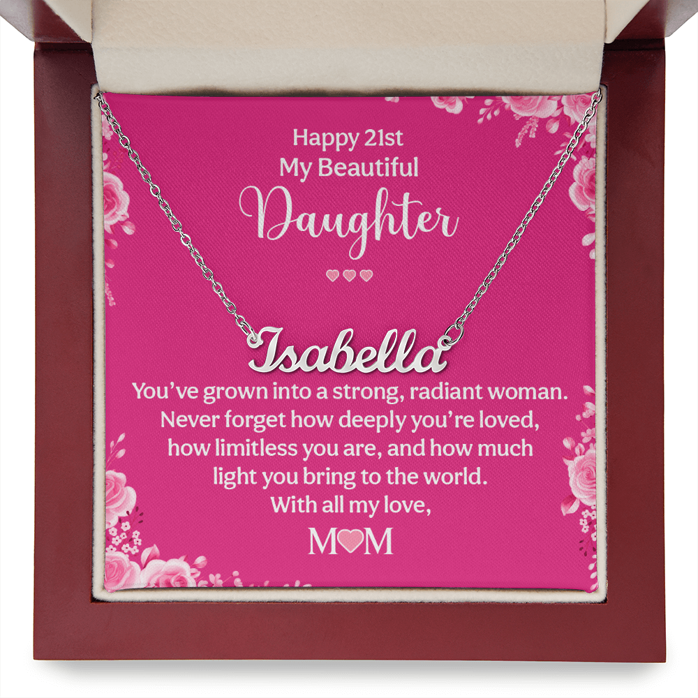 Happy 21st Birthday Personalized Name Necklace