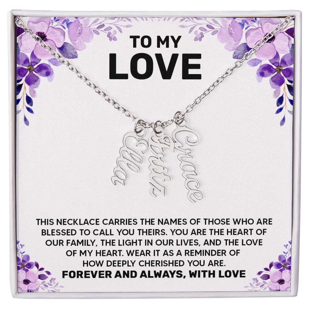 Personalized Multi Vertical Name Necklace – A Timeless Gift for Your Love!