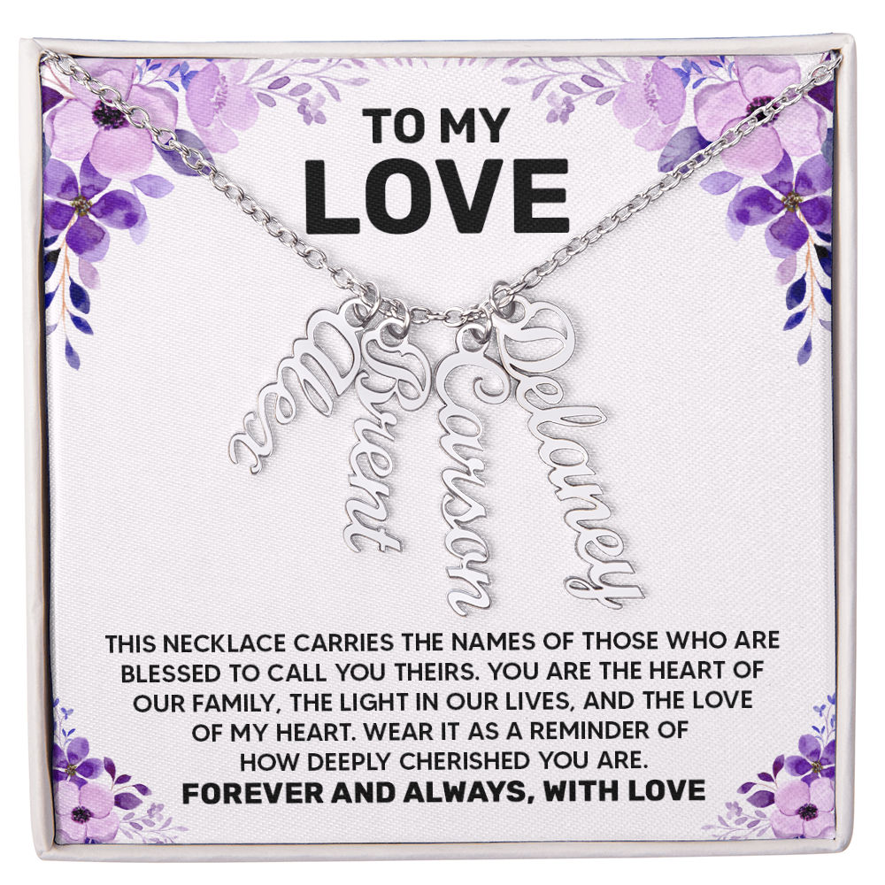 Personalized Multi Vertical Name Necklace – A Timeless Gift for Your Love!