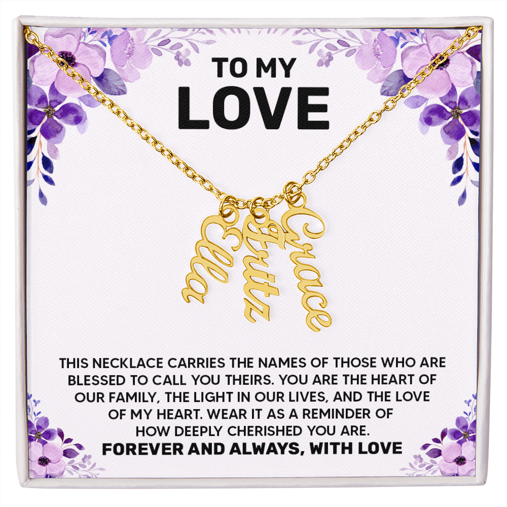 Personalized Multi Vertical Name Necklace – A Timeless Gift for Your Love!