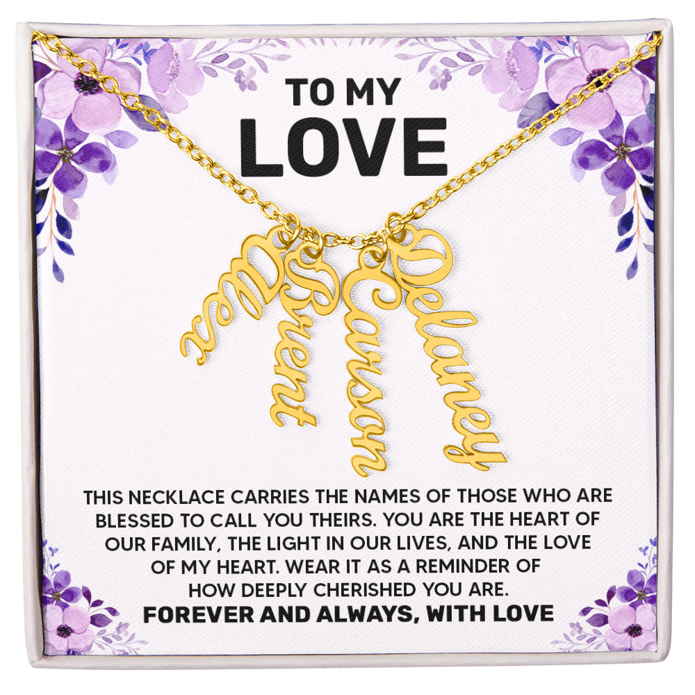 Personalized Multi Vertical Name Necklace – A Timeless Gift for Your Love!