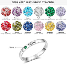 Load image into Gallery viewer, Silver Personalized Name Ring With Birthstone