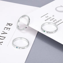 Load image into Gallery viewer, Silver Personalized Name Ring With Birthstone