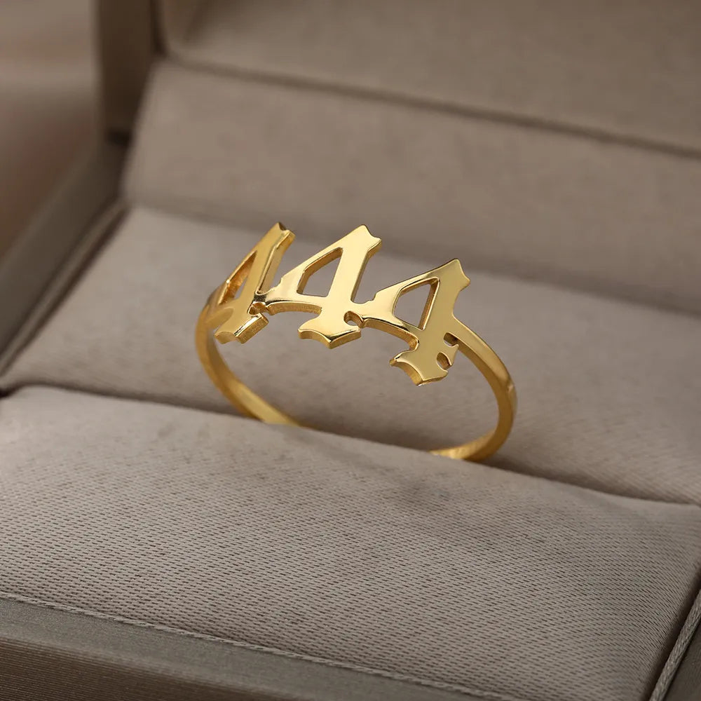 Stainless Steel Angel Number Adjustable Ring