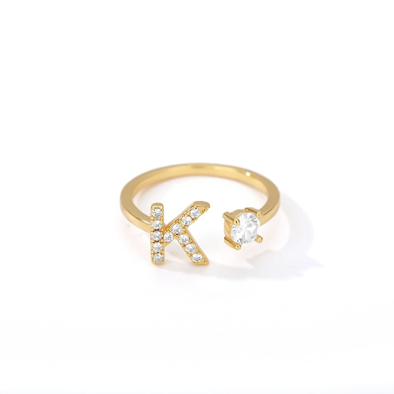 Initial A-Z Letter Adjustable Rings