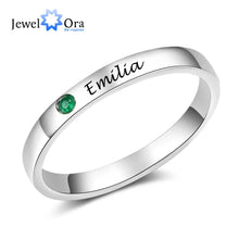 Load image into Gallery viewer, Silver Personalized Name Ring With Birthstone