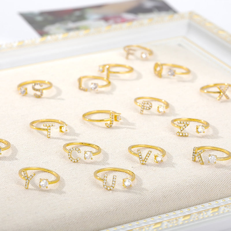 Initial A-Z Letter Adjustable Rings