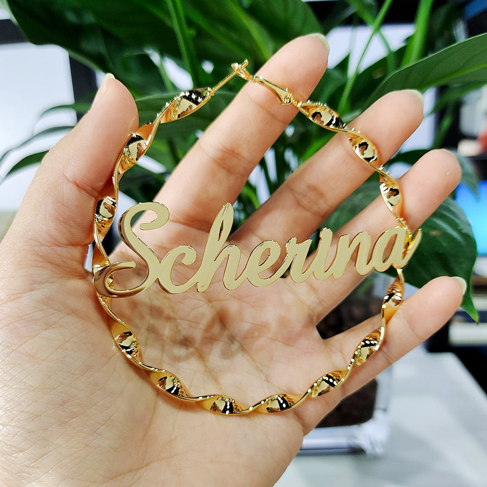 Big Hoop Customize Name Earring