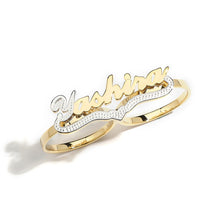 Load image into Gallery viewer, Personalized Heart Engraved Two Finger Ring