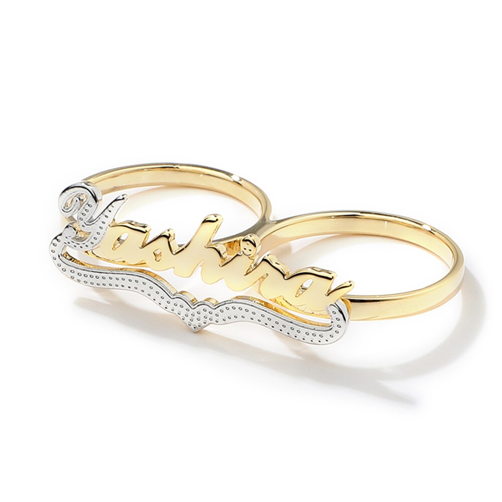 Personalized Heart Engraved Two Finger Ring