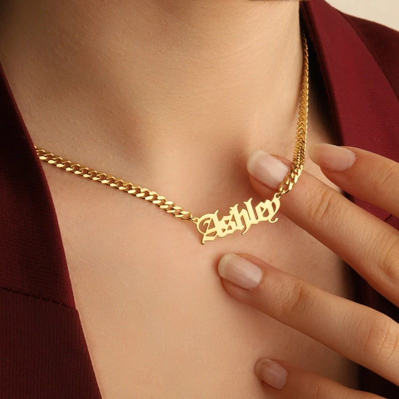 Stainless Steel Cuban Chain Customized Name Necklace