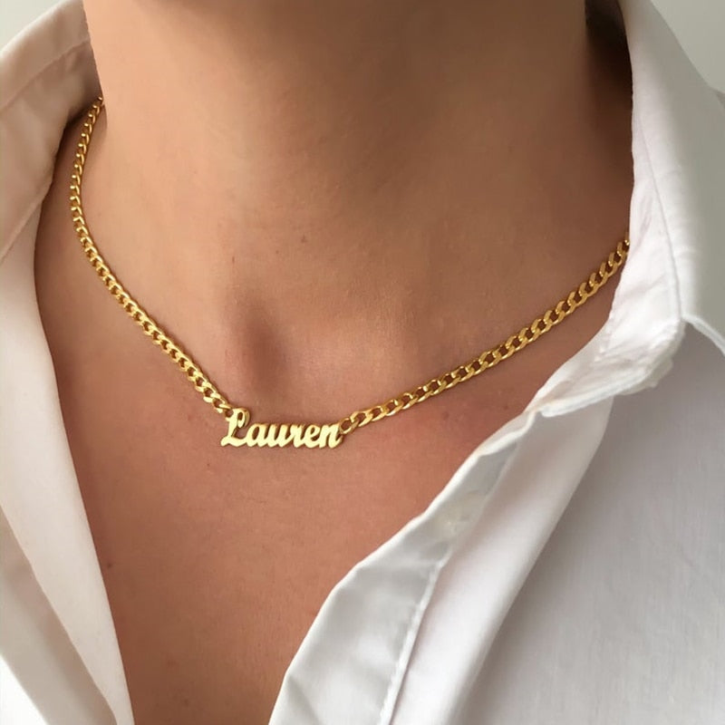 Stainless Steel Cuban Chain Customized Name Necklace