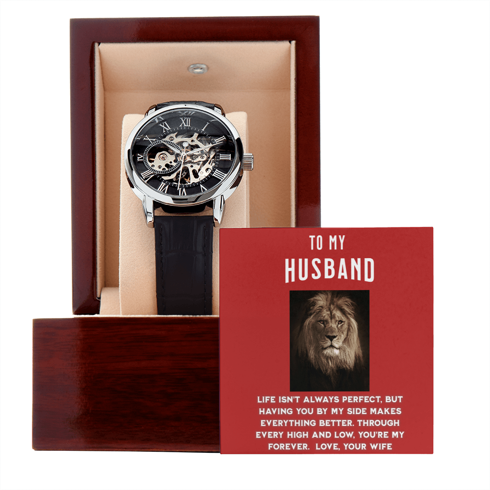 To My Husband – Timeless Love Men's Openwork Watch