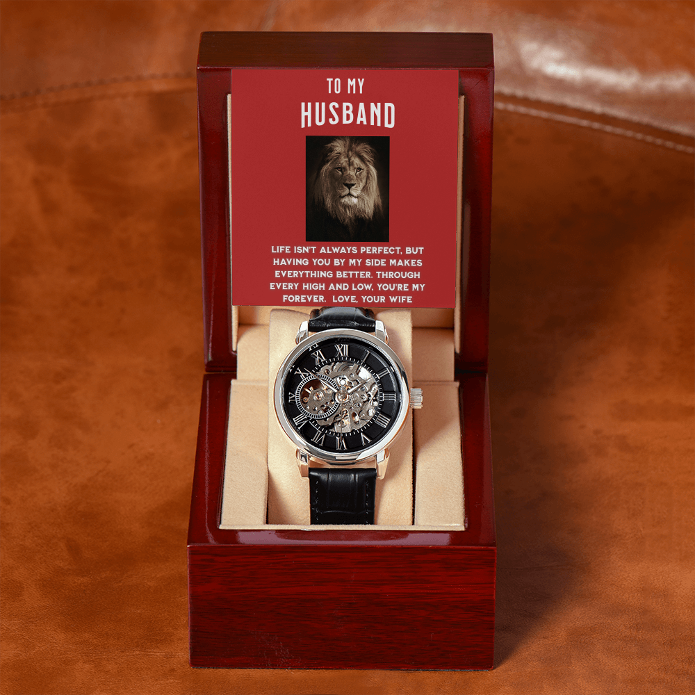 To My Husband – Timeless Love Men's Openwork Watch