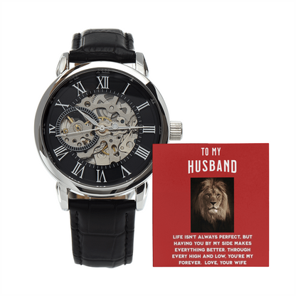 To My Husband – Timeless Love Men's Openwork Watch