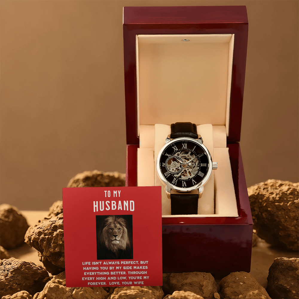 To My Husband – Timeless Love Men's Openwork Watch