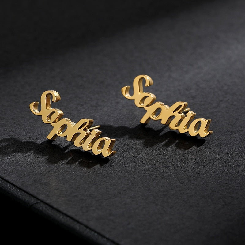 Personalized Stainless Steel Nameplate Stud Earring