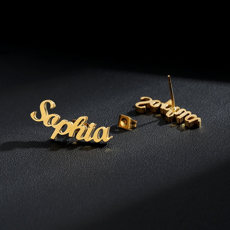 Personalized Stainless Steel Nameplate Stud Earring