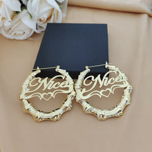 Load image into Gallery viewer, Customized Name Bamboo Shaped Earrings